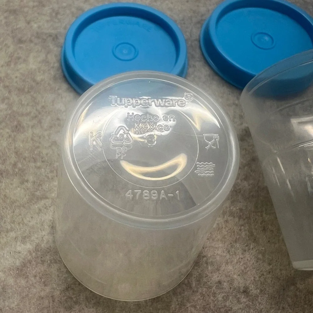 Tupperware Mini Midget Containers Set of 3‎ 2oz Clear Blue New 4789A